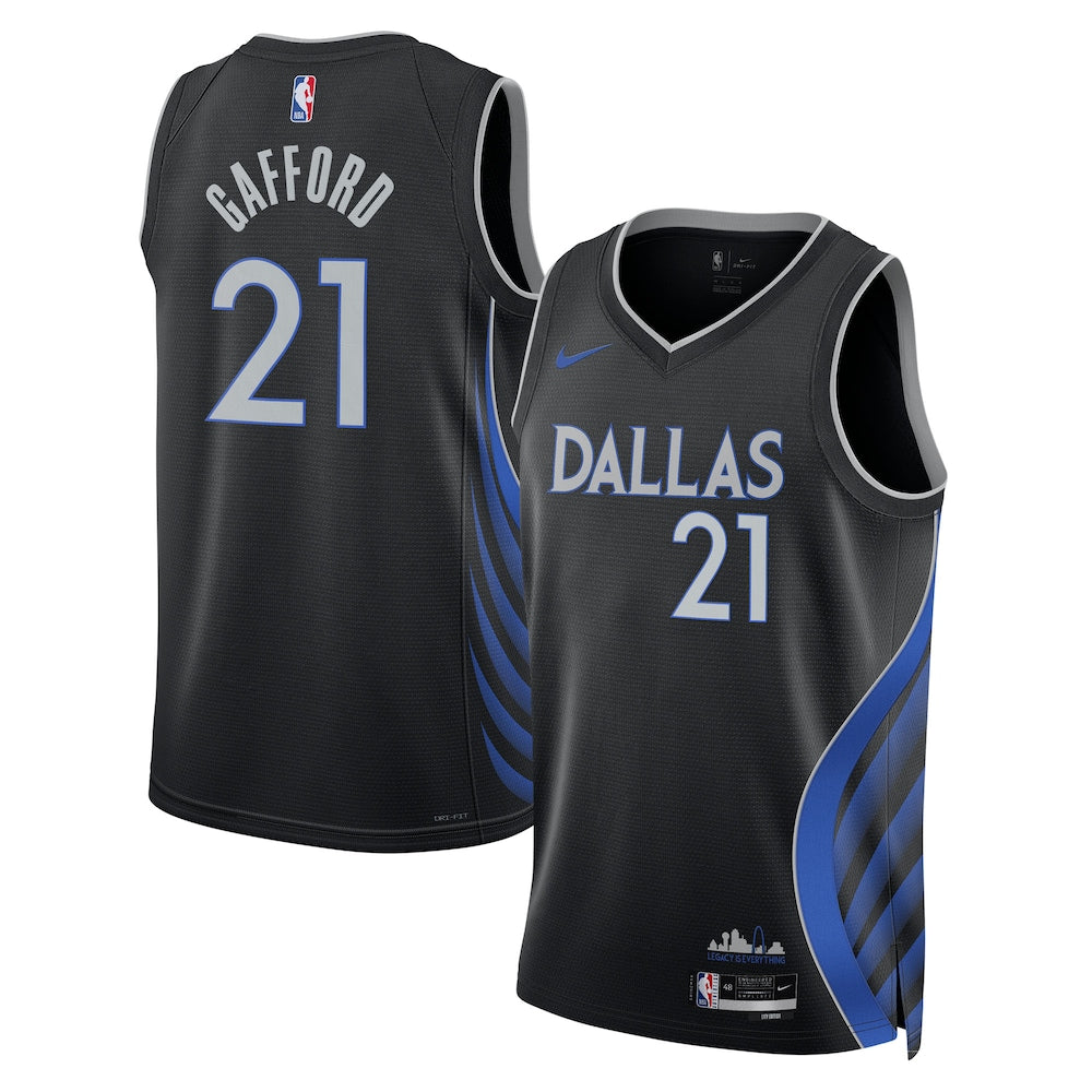Dallas Mavericks 2025-26 City Edition Swingman Jersey Black Daniel Gafford Unisex | Stitched Jersey RTJS 11982 product image