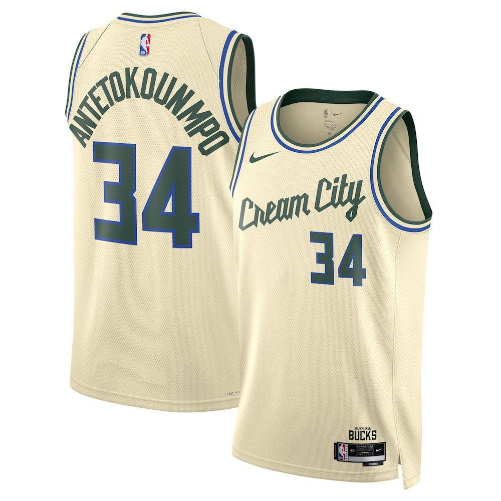 Milwaukee Bucks 2025-26 City Edition Swingman Jersey Cream Giannis Antetokounmpo Unisex | Stitched Jersey RTJS 11875 product