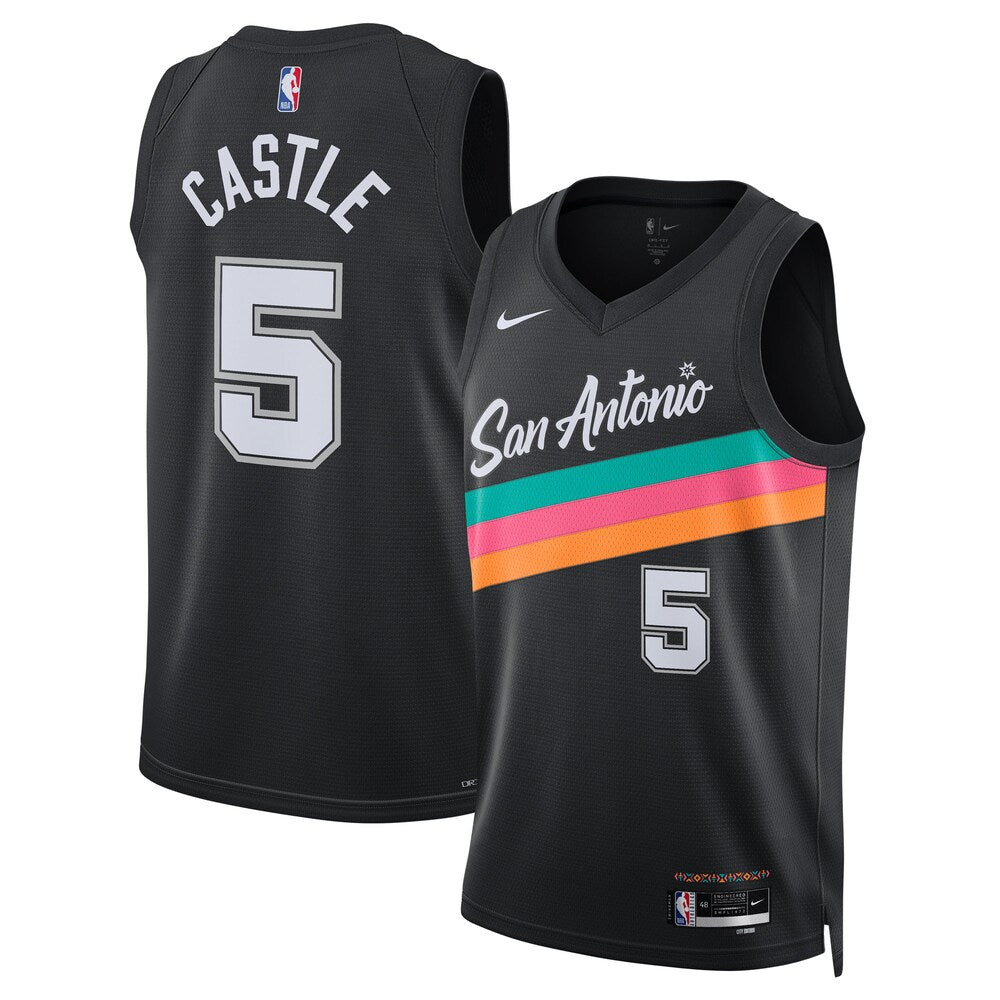 San Antonio Spurs 2025-26 City Edition Swingman Jersey Black Stephon Castle Unisex | Stitched Jersey RTJS 11872 product