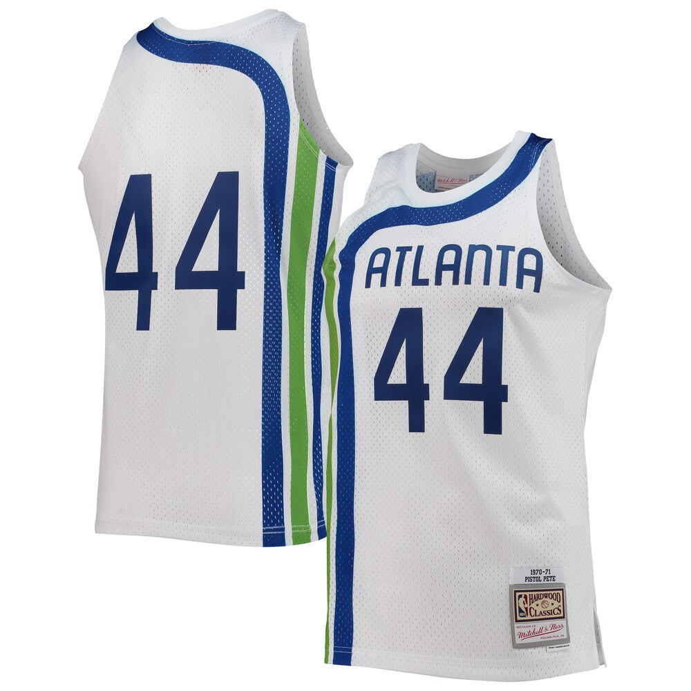 Pete Maravich White Atlanta Hawks 197071 Hardwood Classics Swingman Jersey | Stitched Jersey RTJS 11858 product image 1,