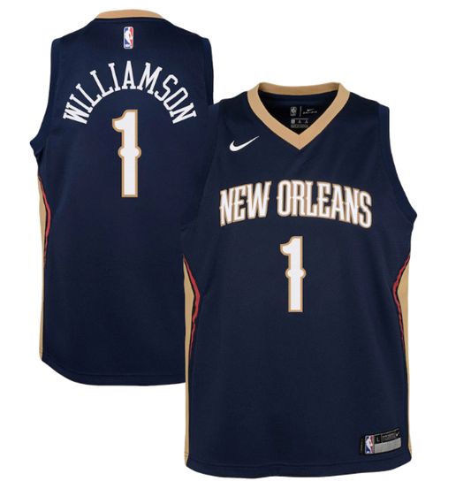 Zion Williamson New Orleans Pelicans Nike Navy Replica Swingman Jersey product image 1, provided for visual reference and