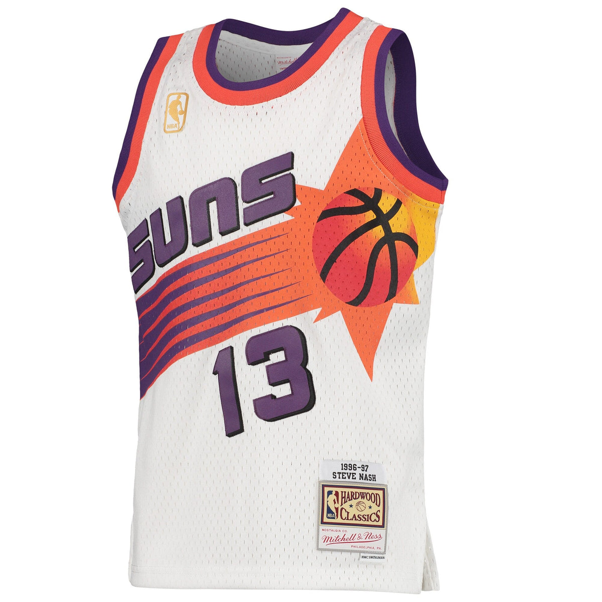 Phoenix Suns Steve Nash Mitchell & Ness White 1996-97 Hardwood Classics Swingman Jersey product image 2, provided for visual