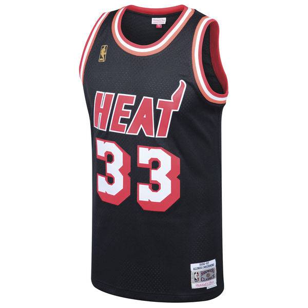 Miami Heat Alonzo Mourning Mitchell & Ness Black 1996-97 Hardwood Classics Swingman Jersey for Men product image 2, provided