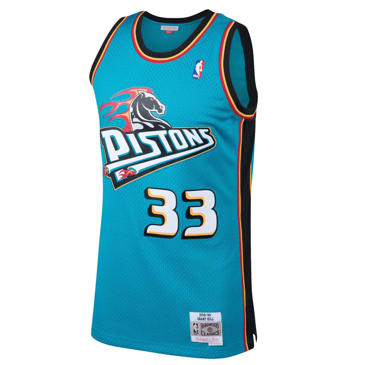 Detroit Pistons Grant Hill Mitchell & Ness Teal 1998-99 Hardwood Classics Swingman Jersey for Men product image 2, provided