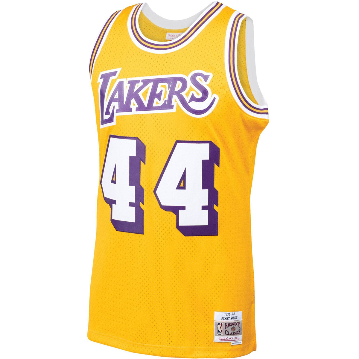 Mens Jerry West Los Angeles Lakers Mitchell & Ness Gold 1971-72 Hardwood Classics Swingman Jersey product image 2, provided