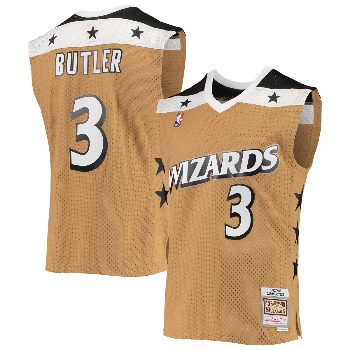 Caron Butler Washington Wizards Mitchell & Ness 2007-08 Hardwood Classics Swingman Jersey - Gold for Men product image 1,