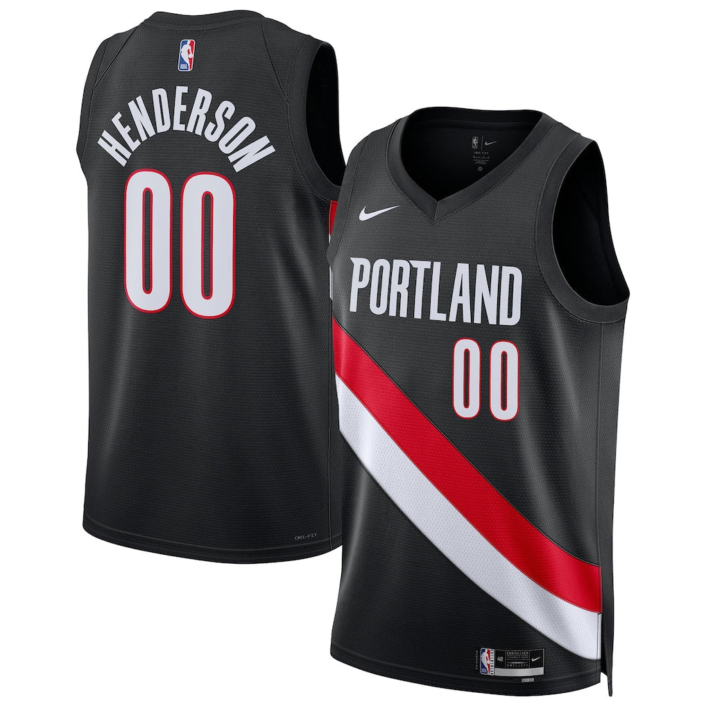 Scoot Henderson Portland Trail Blazers Unisex Swingman Jersey - Icon Edition - Black product image 1, provided for visual