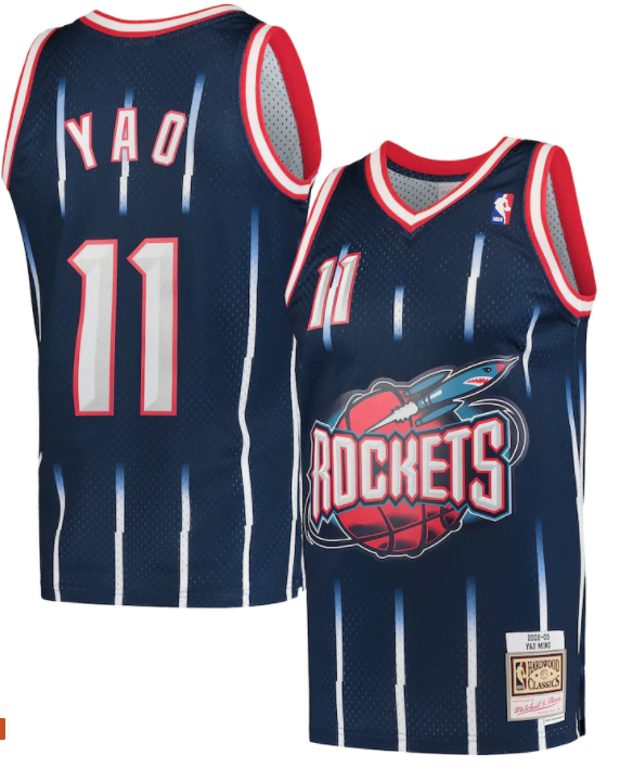 Houston Rockets Yao Ming Navy 2002-03 Hardwood Classics Swingman Jersey product image 1, provided for visual reference and